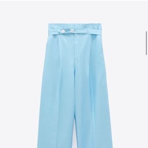 Zara wide leg belted pant-Turquoise